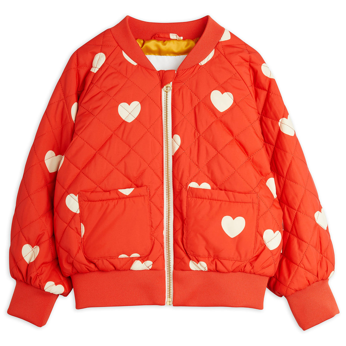 Kid-Girl-Hearts aop baseball jacket-2421010742-Red-|-Mini Rodini