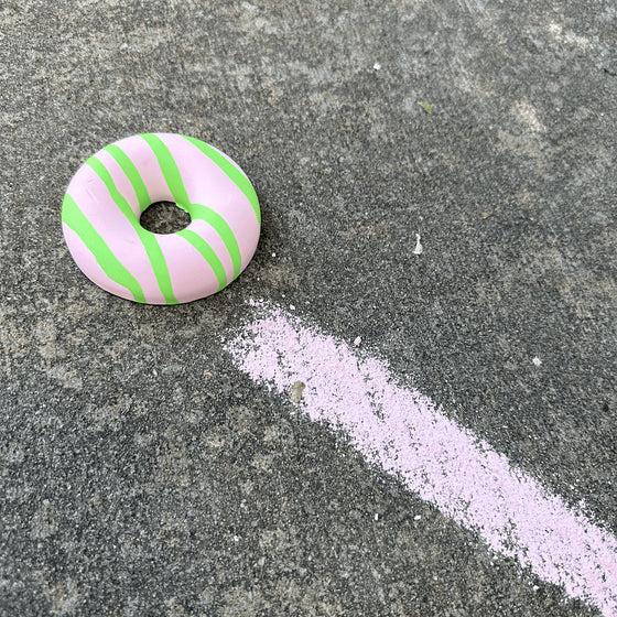 Donut Handmade Sidewalk Chalk - Drizzle Pink / Green