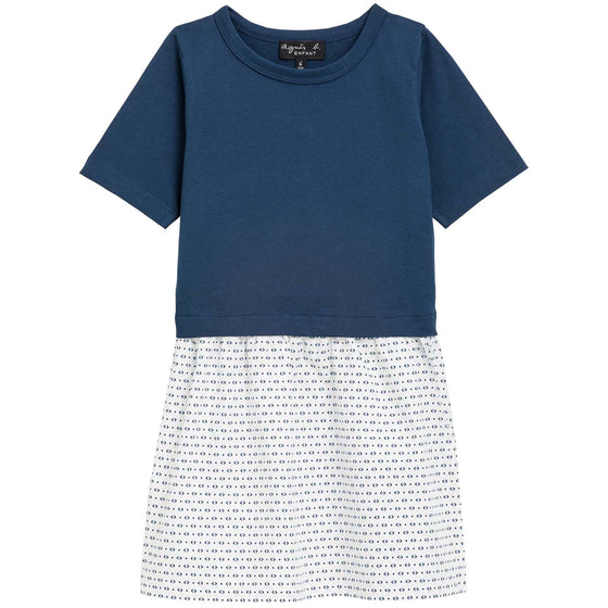 Patterned Skirt T-shirt Dress - Blue
