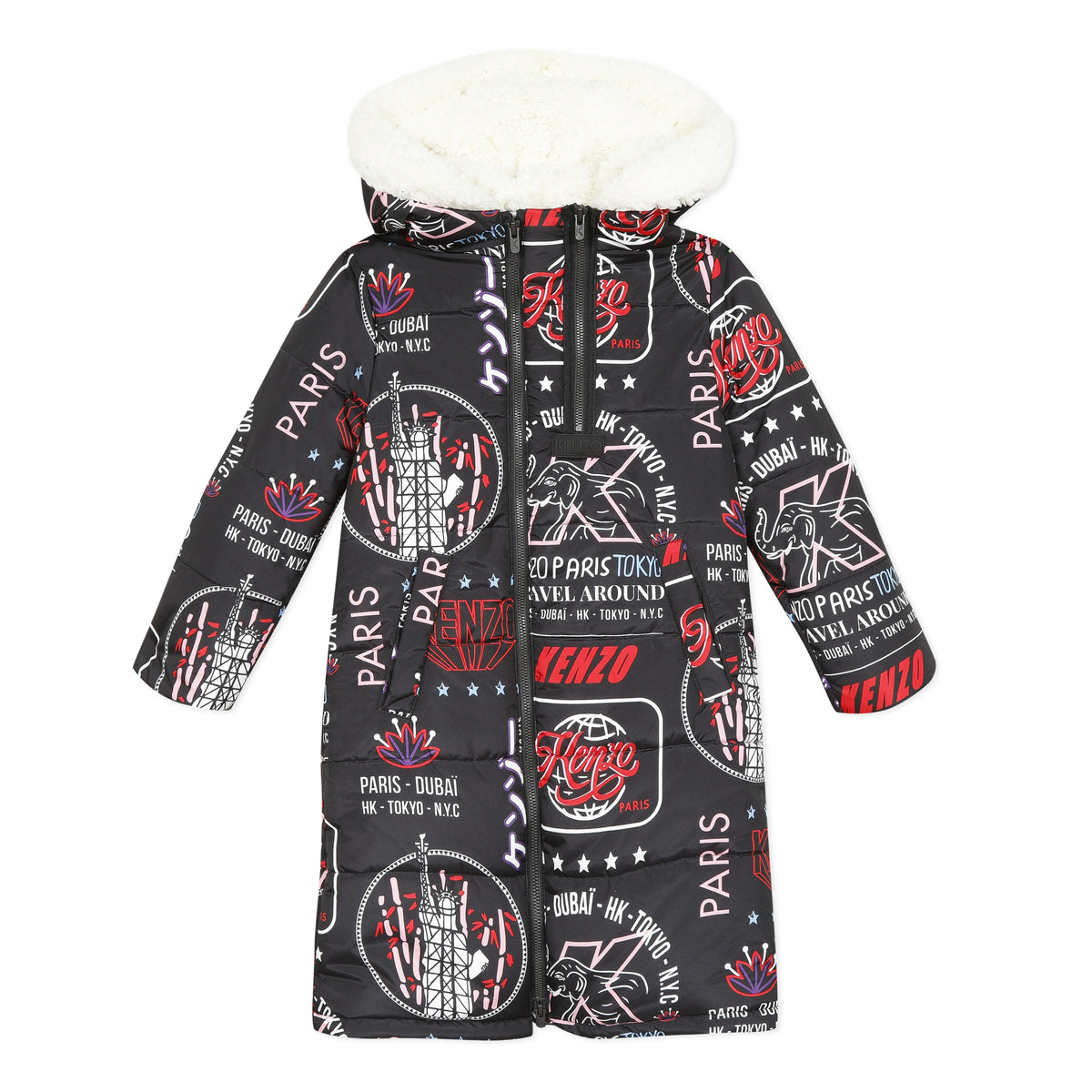 Kid Girl Printed long hooded jacket KR42028-02 | Kenzo Kids