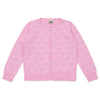 Openwork Heart Knit Cardigan - Neon Pink