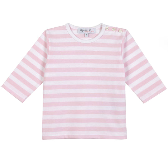 AGNÈS B. Classic Striped Baby Tee - Pink