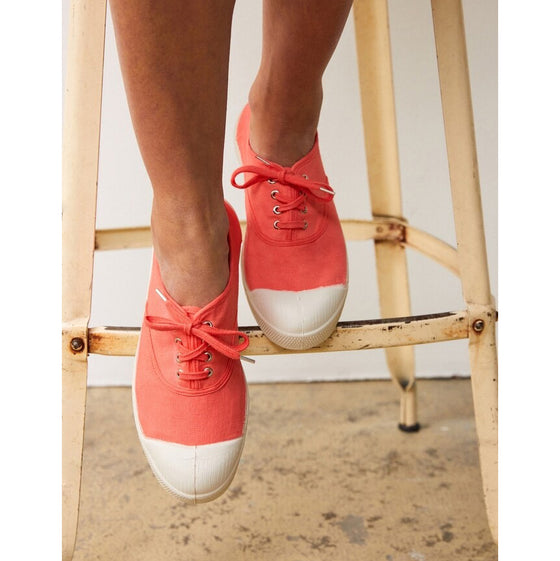 Womens -  Laces Tennis Shoes - Flamingo