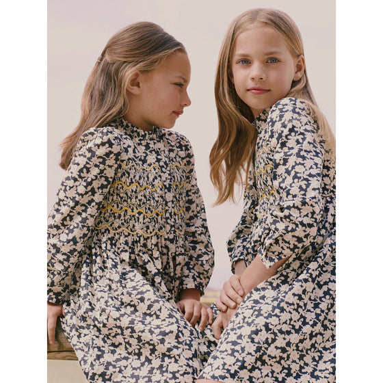 BONPOINT Juliane Fleurs Gold Thread Dress