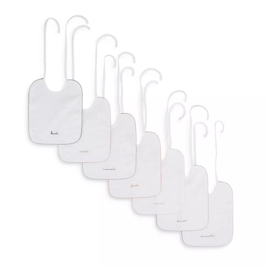 BONPOINT Embroidered Day Of The Week Bibs - Blanc