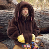MINI RODINI Rabbit Ear Faux Fur Jacket - Brown