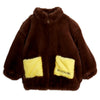 MINI RODINI Rabbit Ear Faux Fur Jacket - Brown