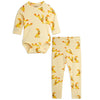 MINI RODINI Vintage Rabbits Baby Pajamas - Yellow