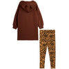 MINI RODINI Cat Ears Sweatshirt Dress Set - Brown