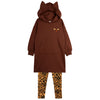 MINI RODINI Cat Ears Sweatshirt Dress Set - Brown