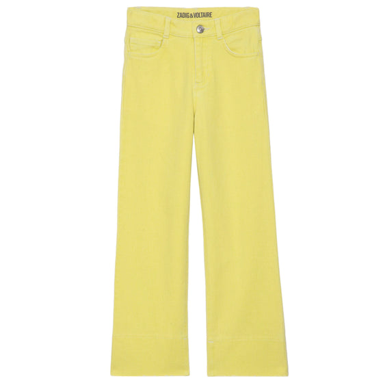 Straw Yellow Wide-Leg Trousers