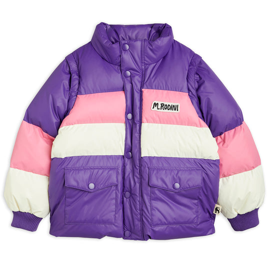 Zip Sleeve Convertible Retro Puffer Jacket