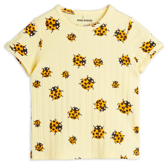 MINI RODINI Ladybugs Ribbed T-shirt - Yellow