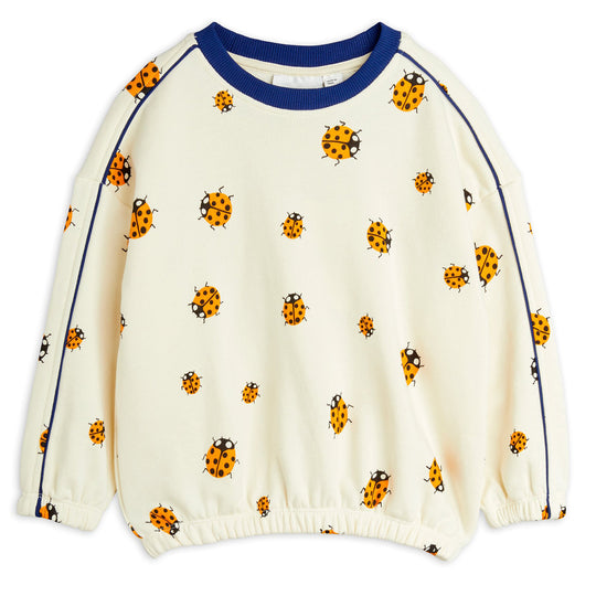 MINI RODINI Ladybugs Ringer Sweatshirt - Offwhite