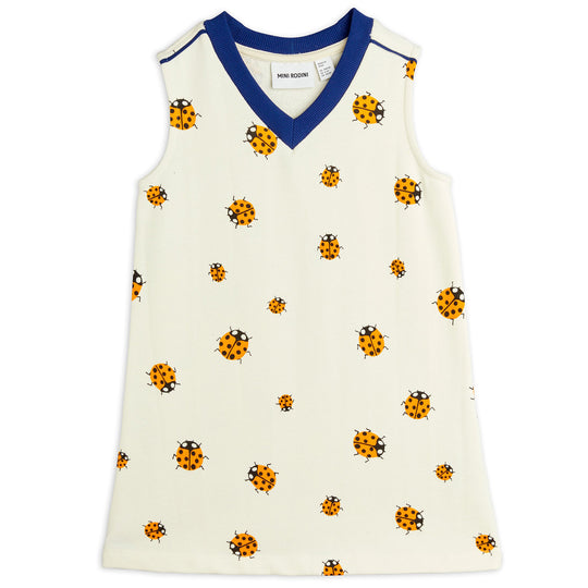 MINI RODINI Ladybugs Sweatdress - Offwhite