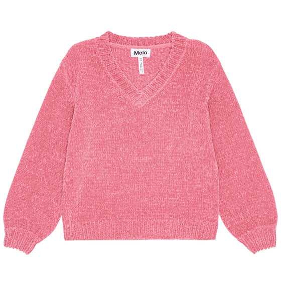 Germaine Flamingo Plume Chenille Sweater