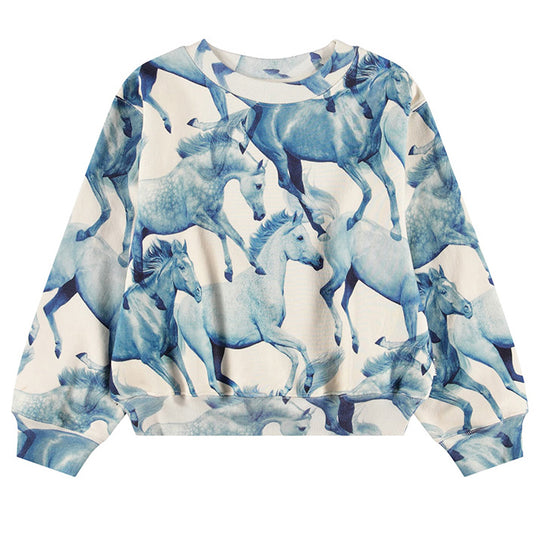 MOLO Marge Horse Person Sweatshirt - Blau Ponies