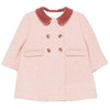 BONPOINT Moka Velvet Collar Baby Pea Coat - Delicate Pink