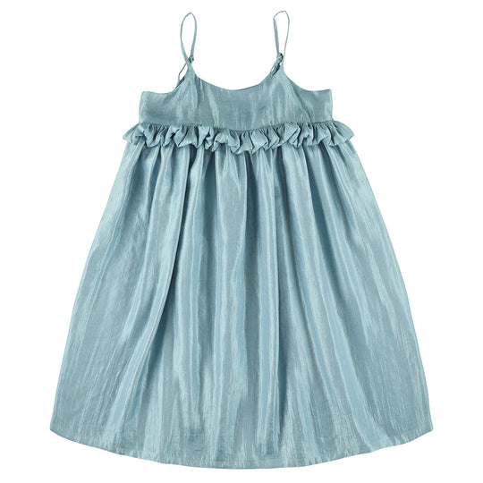 CAROLINE BOSMANS Mini Ruffle Glaze Midi Dress - Sky Blue