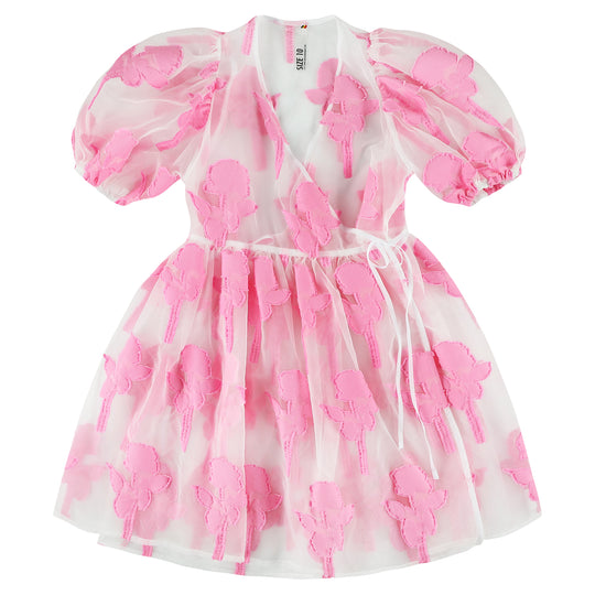 CAROLINE BOSMANS Rose Gauze Wrap Party Dress