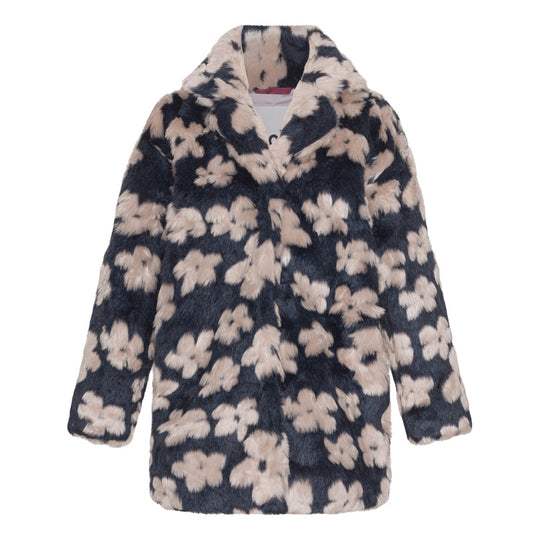 Haili Flower Faux Fur Coat