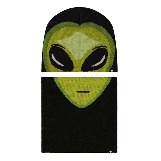 MOLO Kleo Alien Face Green Hat and Snood Set