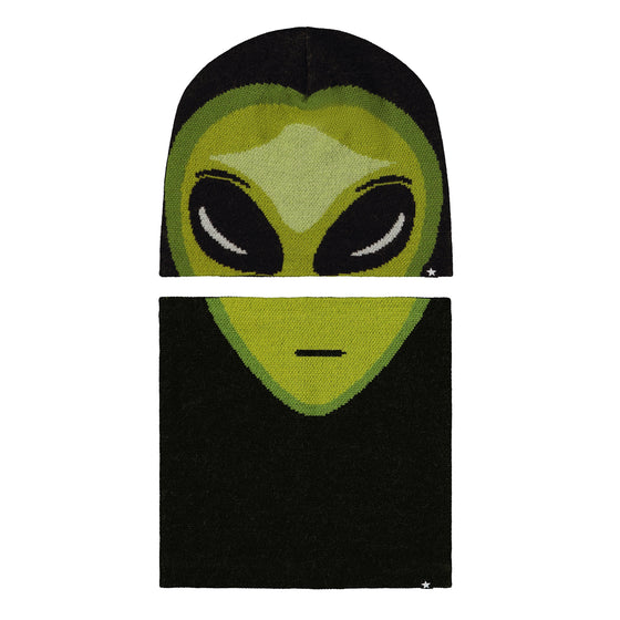 MOLO Kleo Alien Face Green Hat and Snood Set