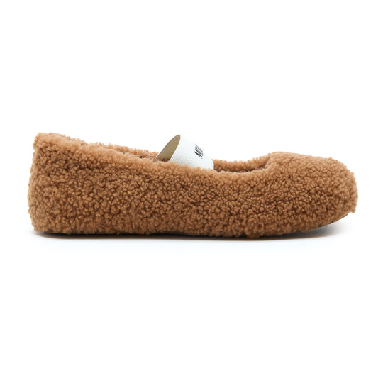 MOON BOOT Shearling Ballerina - Cognac