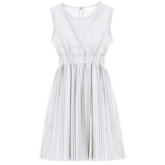 IMPERIAL Accordion Pleat Midi Party Dress - White