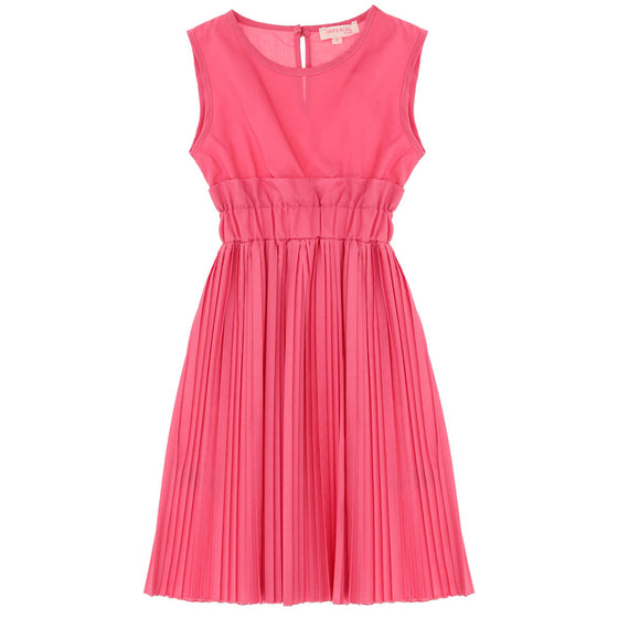 Accordion Pleat Midi Party Dress - Candy Pink