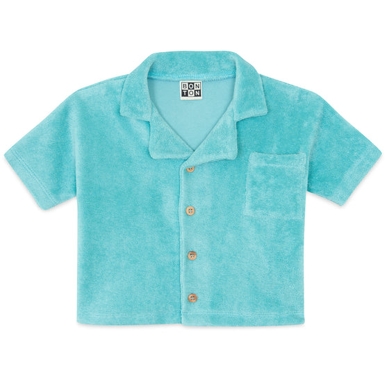 BONTON Blue Fish Terrycloth Baby Shirt
