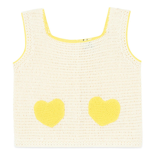 BONTON Citron Heart Pocket Crochet Vest