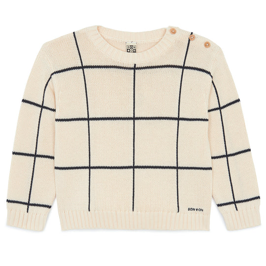 BONTON Windowpane Mist Sweater