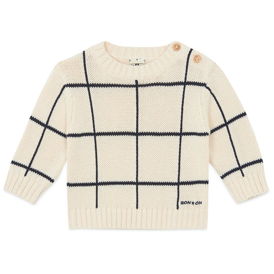BONTON Windowpane Misty Baby Sweater