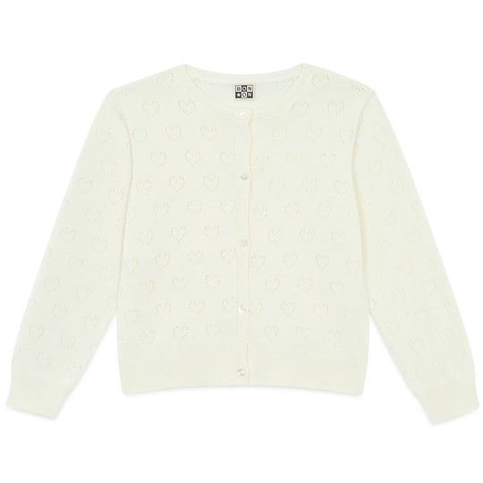 BONTON Openwork Hearts Lilou Cardigan - Ecru