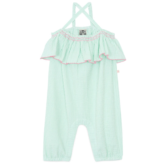 BONTON Mint Striped Roma Romper