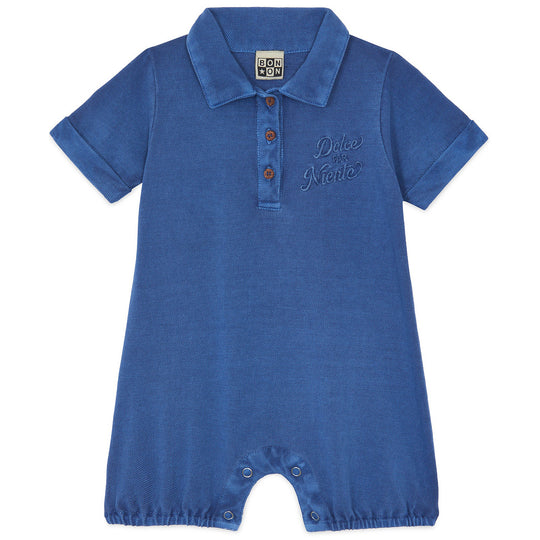 BONTON Mediterranean Blue Lewis Polo Romper