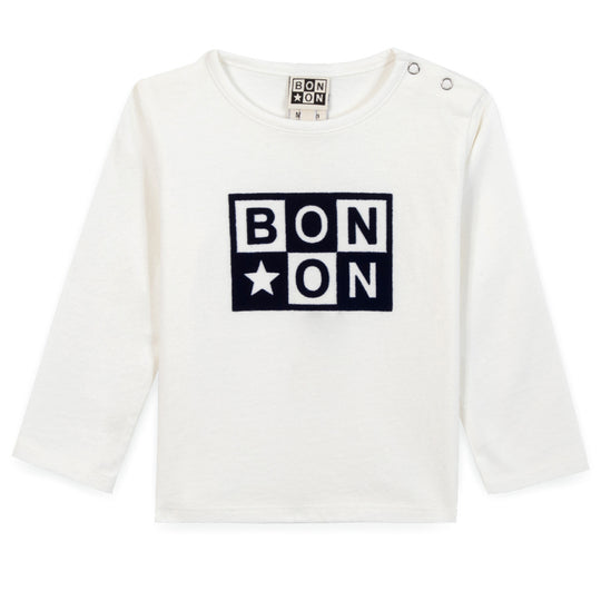 BONTON Taxi Logo Baby T-shirt - Ecru