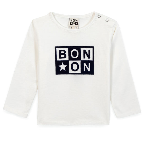 BONTON Taxi Logo Baby T-shirt - Ecru