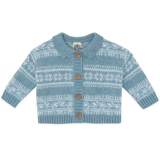 BONTON Lucien Baby Cardigan - Bleu Frost