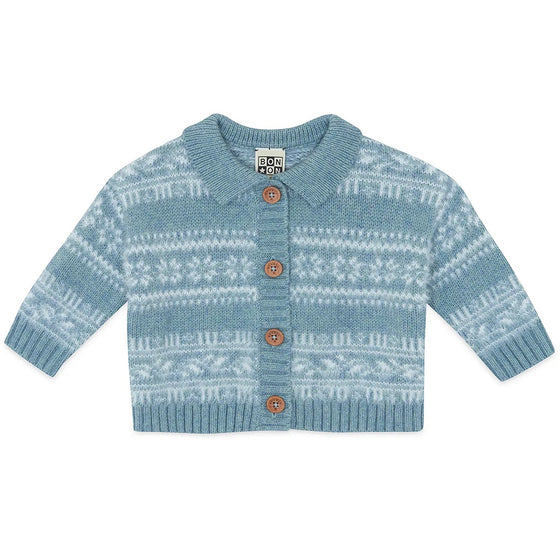 BONTON Lucien Baby Cardigan - Bleu Frost