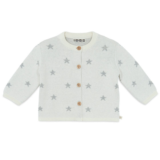 BONTON Stars Cardigan & Knit Pants Baby Set - Grey