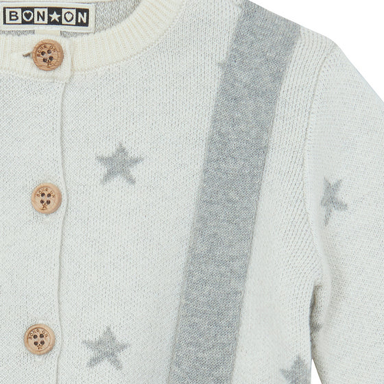 BONTON Stars Cardigan & Knit Pants Baby Set - Grey