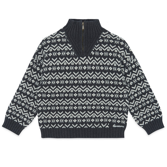 BONTON Leonard Zip Sweater - Carbone