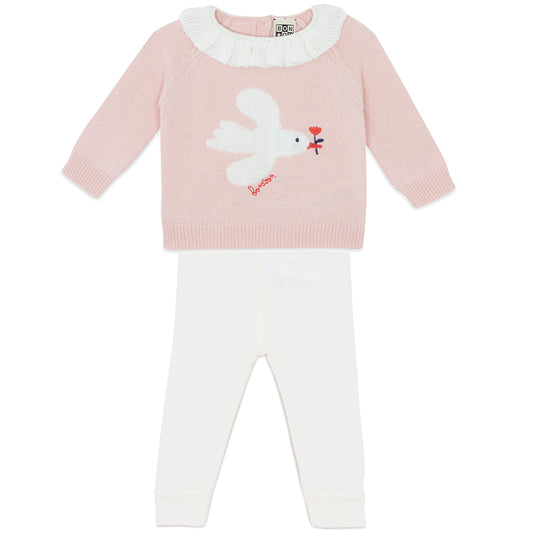 BONTON Lily Bird Baby Outfit - Rose Blossom