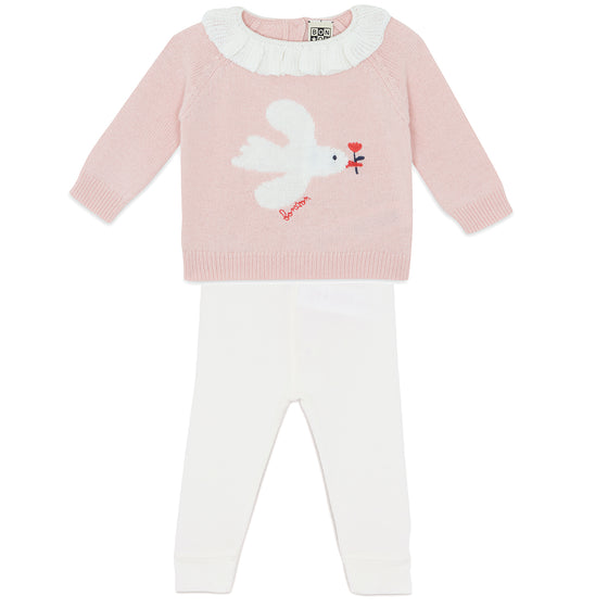 BONTON Lily Bird Baby Outfit - Rose Blossom