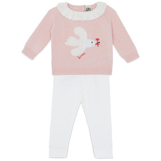BONTON Lily Bird Baby Outfit - Rose Blossom