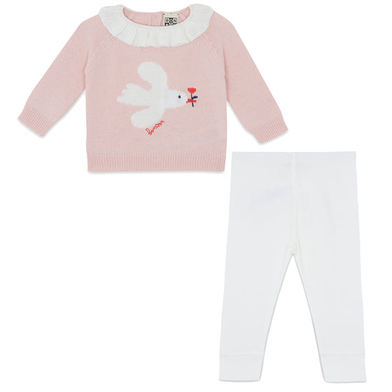 BONTON Lily Bird Baby Outfit - Rose Blossom