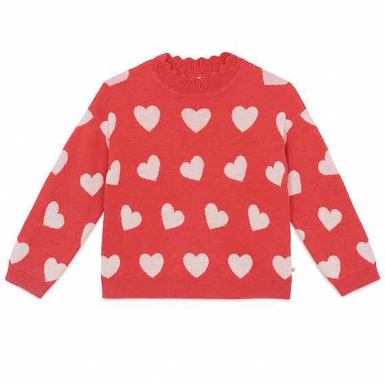 BONTON Mila Heart Sweater - Rose Faroe