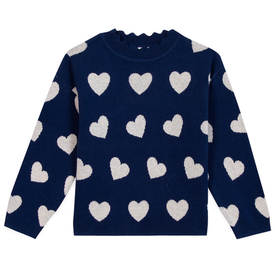 BONTON Mila Heart Sweater - Bleu Brut
